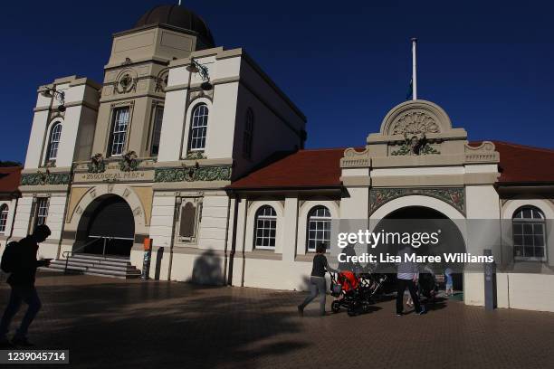 Zoo guests arrive for the re-opening of Taronga Zoo on June 01, 2020 in Sydney, Australia. Taronga Zoo has reopened to the public as COVID-19...