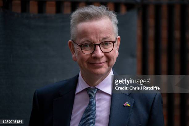 Housing Secretary, Michael Gove, leaves Downing Street on March 9, 2022 in London, England.