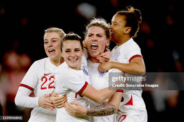 Ella Toone of England Women, Millie Bright of England Women, Nikita Parris of England Women, Alessia Russo of England Women during the International...