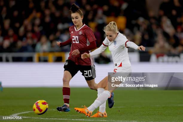 Lina Magull of Germany Women, Alex Greenwood of England Women during the International Friendly Women match between England v Germany at the Molineux...