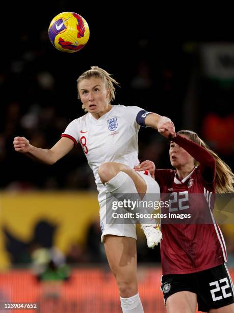 Leah Williamson of England Women, Jule Brand of Germany Women during the International Friendly Women match between England v Germany at the Molineux...