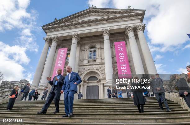 Prince Charles, Prince of Wales and Camilla, Duchess of Cornwall visit Tate Britain on March 9, 2022 in London, England.