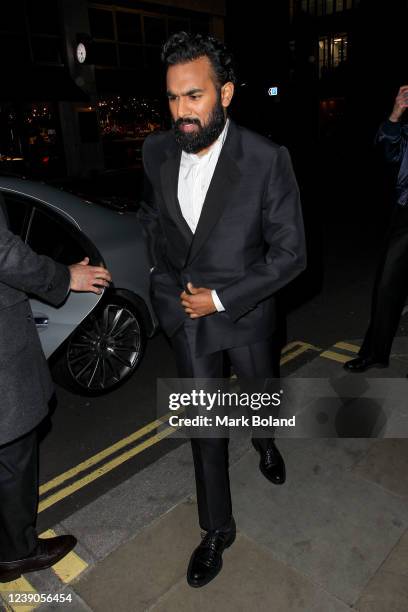 Himesh Patel arrives at dunhill's Pre-BAFTA filmmakers dinner & party on March 9, 2022 in London, England.