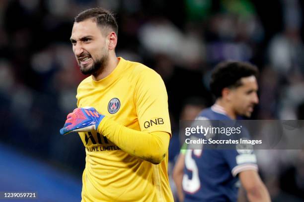 Gianluigi Donnarumma of Paris Saint Germain during the UEFA Champions League match between Real Madrid v Paris Saint Germain at the Santiago Bernabeu...