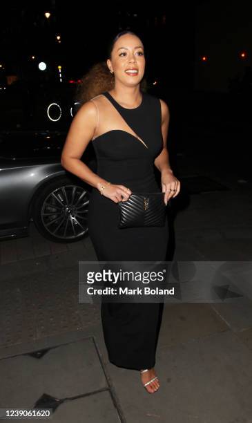 Nicôle Lecky arrives at dunhill's Pre-BAFTA filmmakers dinner & party on March 9, 2022 in London, England.