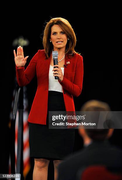 Republican presidential candidate Rep. Michelle Bachmann speaks during the American Principles Project Palmetto Freedom Forum, September 5, 2011 in...