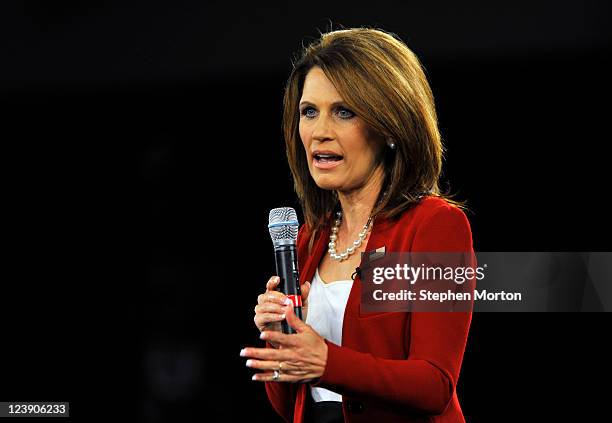 Republican presidential candidate Rep. Michelle Bachmann speaks during the American Principles Project Palmetto Freedom Forum, September 5, 2011 in...