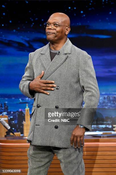 Episode 1611 -- Pictured: Actor Samuel L. Jackson arrives on Wednesday, March 9, 2022 --