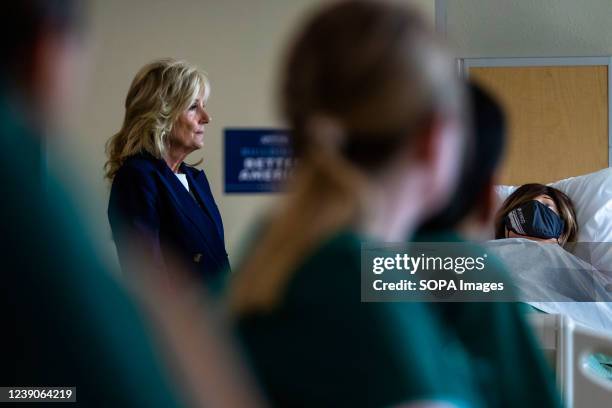 Dr. Jill Biden speaking to Nursing students. First Lady Dr. Jill Biden visited Truckee Meadows Community College to highlight how the American Rescue...