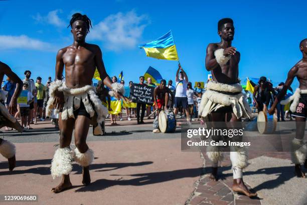 Protest against the Russian invasion of Ukraine at North Beach on March 06, 2022 in Durban, South Africa. Protests have erupted around the world,...