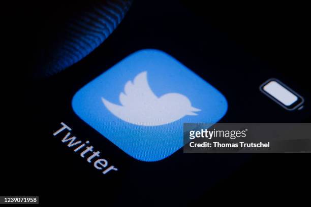 In this photo illustration the logo of Twitter can be seen on a smartphone on March 10, 2022 in Berlin, Germany.