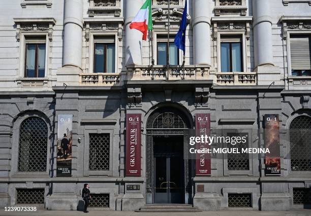 Views shows the Gallerie d'Italia museum on March 10, 2022 in Milan. The Hermitage Museum in St Petersburg has asked for the return, by the end of...