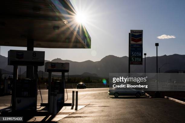Fuel prices at a Chevron gas station in Las Vegas, Nevada, U.S., on Wednesday, March 9, 2022. Many U.S. Drivers, stung by record gasoline prices, say...