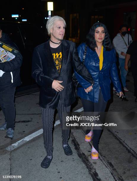 John 5 and Rita Lowery are seen at Craig's on March 09, 2022 in Los Angeles, California.