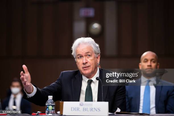 Director William Burns testifies during the Senate Select Intelligence Committee hearing on "Worldwide Threats" on Thursday, March 10, 2022.