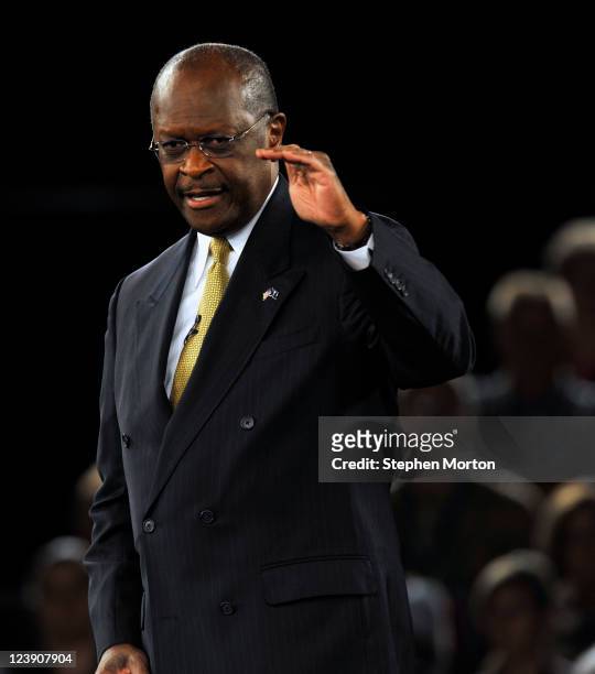 Republican presidential candidate Herman Cain speaks during the American Principles Project Palmetto Freedom Forum, September 5, 2011 in Columbia,...