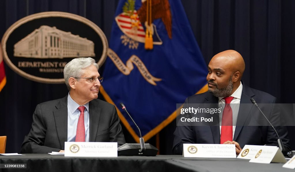 General Merrick U.S. Attorney General Merrick Garland looks toward federal prosecutor ...