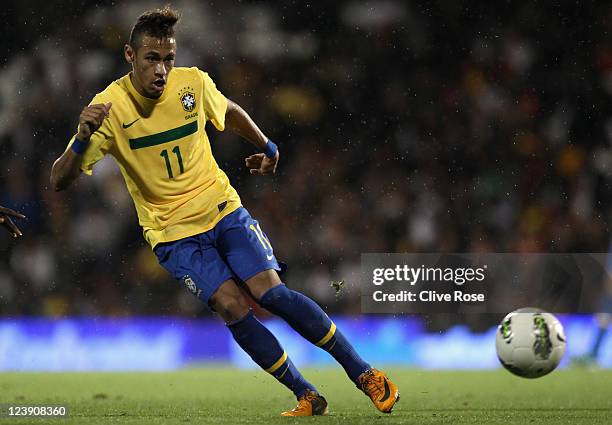 Neymar of Brazil in action during the International friendly match between Brazil and Ghana at Craven Cottage on September 5, 2011 in London, England.