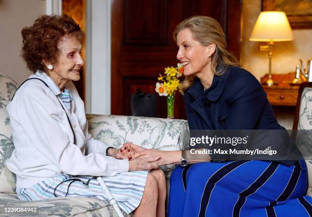 Sophie, Countess of Wessex meets Edna Farley for the first time in person after being in regular contact by telephone since the beginning of the...