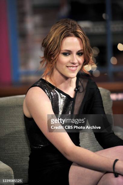 Kristen Stewart from "Twilight" makes a guest appearance on the CBS Televison Network's "Late Show with David Letterman" in New York on June 28, 2010.
