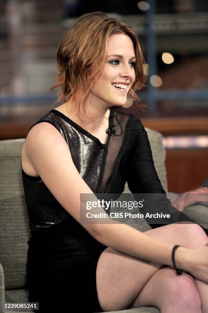 Kristen Stewart from "Twilight" makes a guest appearance on the CBS Televison Network's "Late Show with David Letterman" in New York on June 28, 2010.