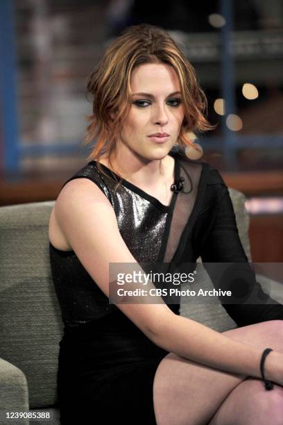 Kristen Stewart from "Twilight" makes a guest appearance on the CBS Televison Network's "Late Show with David Letterman" in New York on June 28, 2010.