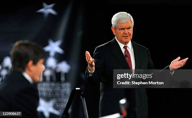 Presidential candidate and former Georgia Congressman Newt Gingrich makes opening remarks during the American Principles Project Palmetto Freedom...