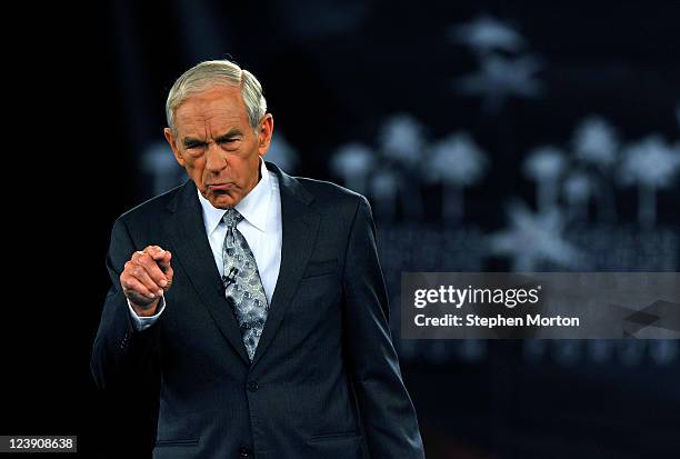 Presidential candidate and Texas Congressman Ron Paul makes opening remarks during the American Principles Project Palmetto Freedom Forum, September...