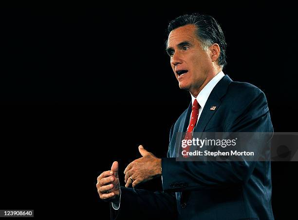 Presidential candidate and former Massachusetts Governor Mitt Romney answers a question during the American Principles Project Palmetto Freedom...