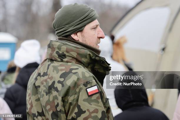 Border crossing in Medyka, Poland where people have to wait a long time before being allowed on the Polish side, on March 10, 2022.