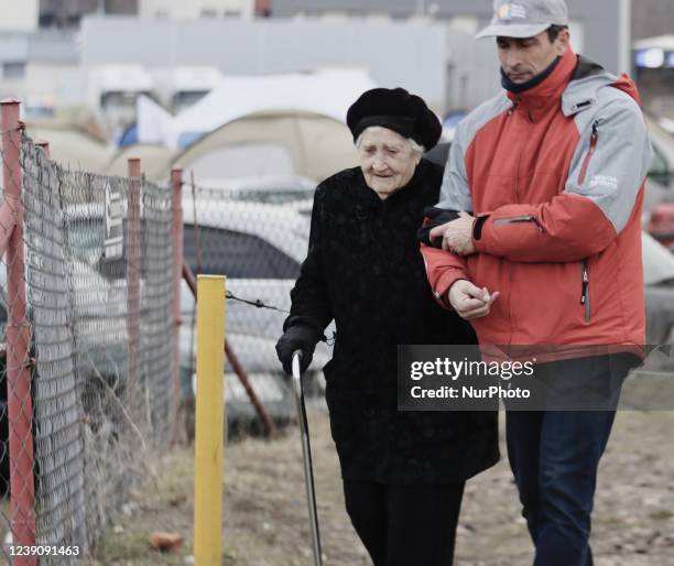 Border crossing in Medyka, Poland where people have to wait a long time before being allowed on the Polish side, on March 10, 2022.