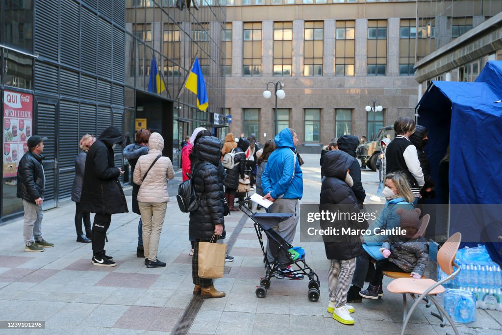 Ukrainian refugees, fleeing the war in their country invaded...
