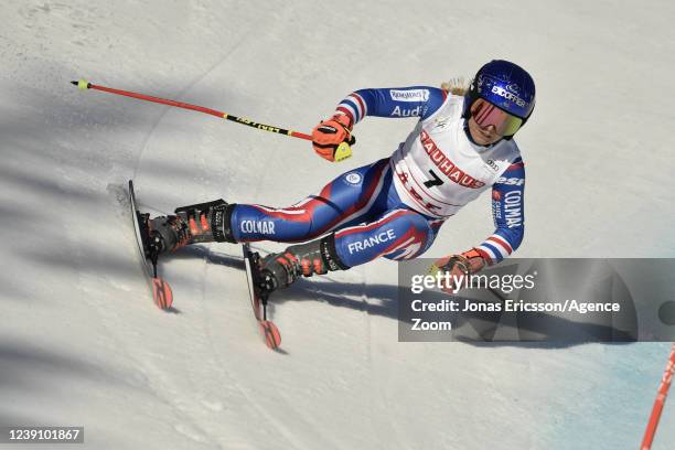 Tessa Worley of Team France in action during the Audi FIS Alpine Ski World Cup Women's Giant Slalom on March 11, 2022 in Are Sweden.