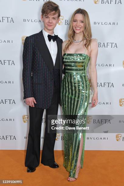 Thomas Brodie-Sangster and Talulah Riley attend the British Academy Film Awards 2022 Fundraising Gala Dinner at The Londoner Hotel on March 11, 2022...