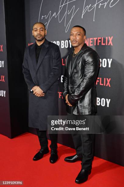 Kano and Ashley Walters attend the World Premiere of "Top Boy 2", the second season of Top Boy premiering on Netflix, at Hackney Picturehouse on...