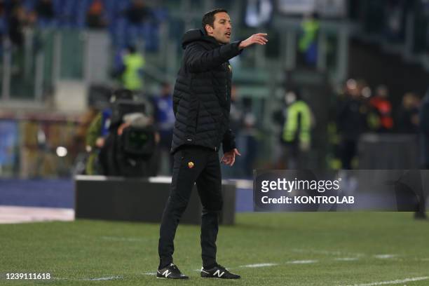 Romas Italian second coach Salvatore Foti during the Serie A football match between AS Roma and Atalanta. Roma won 1-0.