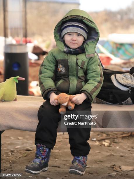 Ukrainian refugees in Medyka, Ukraine, on March 11, 2022