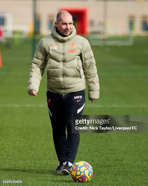 Manager Marc Bridge-Wilkinson of Liverpool at AXA Training Centre on March 12, 2022 in Kirkby, England.