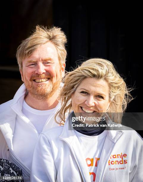 King Willem-Alexander of The Netherlands and Queen Maxima of The Netherlands volunteering at a care farm De Aarde on March 12, 2022 in Brielle,...