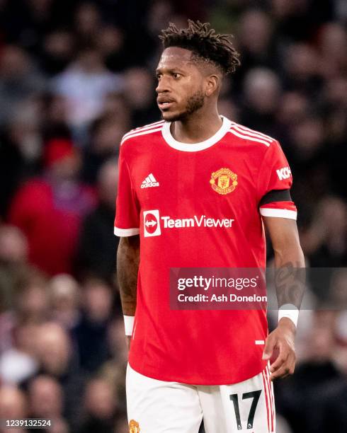 Fred of Manchester United in action during the Premier League match between Manchester United and Tottenham Hotspur at Old Trafford on March 12, 2022...