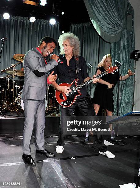 Ty Taylor and Brian May perform at "Freddie For A Day", celebrating Freddie Mercury's 65th birthday, in aid of The Mercury Pheonix Trust at The Savoy...