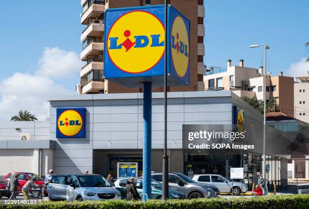 German international discount retail chain, Lidl, supermarket and logo sign seen in Spain.