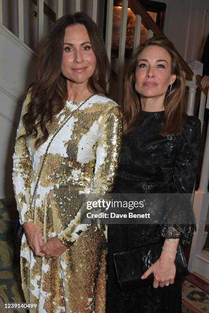 Minnie Driver and Claire Forlani attend the Charles Finch & CHANEL Pre-BAFTA Party at 5 Hertford Street on March 12, 2022 in London, England.