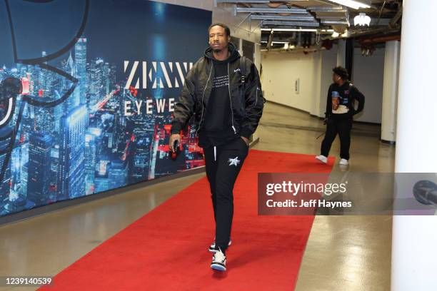 Ed Davis of the Cleveland Cavaliers arrives at the arena before the game against the Chicago Bulls on March 12, 2022 at United Center in Chicago,...