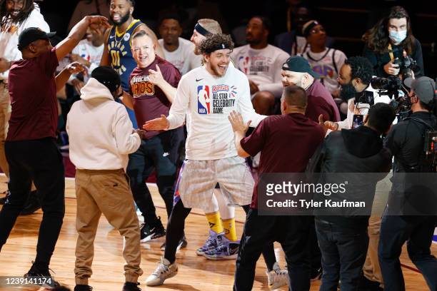 Jack Harlow of Team Nique is introduced during Ruffles NBA All-Star Celebrity Game - Marketing on Friday, February 18, 2022 at the Wolstein Center in...