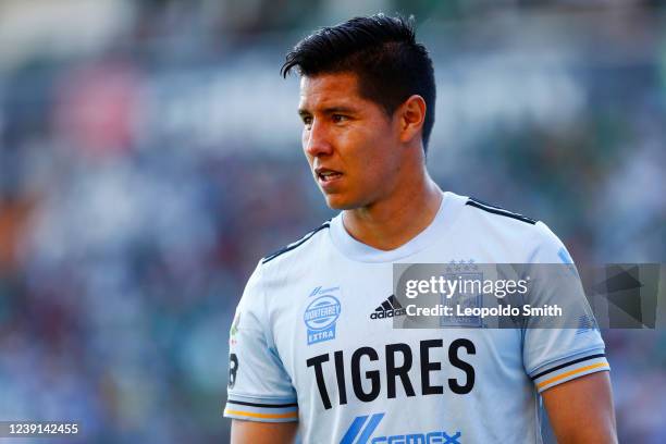 Hugo Ayala of Tigres UANL looks on during the 10th round match between Leon and Tigres UANL as part of the Torneo Grita Mexico C22 Liga MX at Leon...