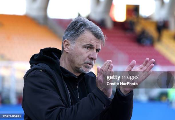 Marco Baroni head coach of Us Lecce during the Serie B match between Us Lecce and Brescia Fc on March 12, 2022 stadium &quot;Via Del Mare&quot; in...