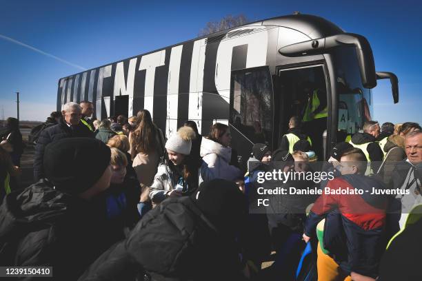 Delegation from Juventus travels to Ukraine to pick up 80 people, mostly children accompanied by their mothers, to find refuge in Italy, on March 12,...