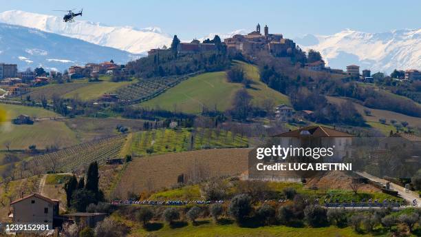 The pack rides through the countryside during the 7th and last stage of the Tirreno Adriatico cycling race, 159 km around San Benedetto del Tronto,...