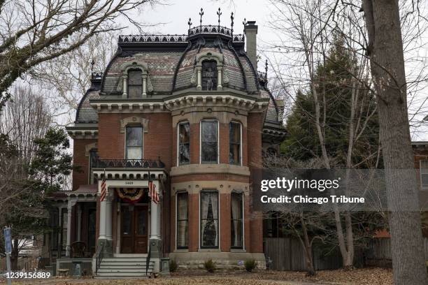 Historic home along Maine Street on Feb. 16 in Quincy, Illinois.